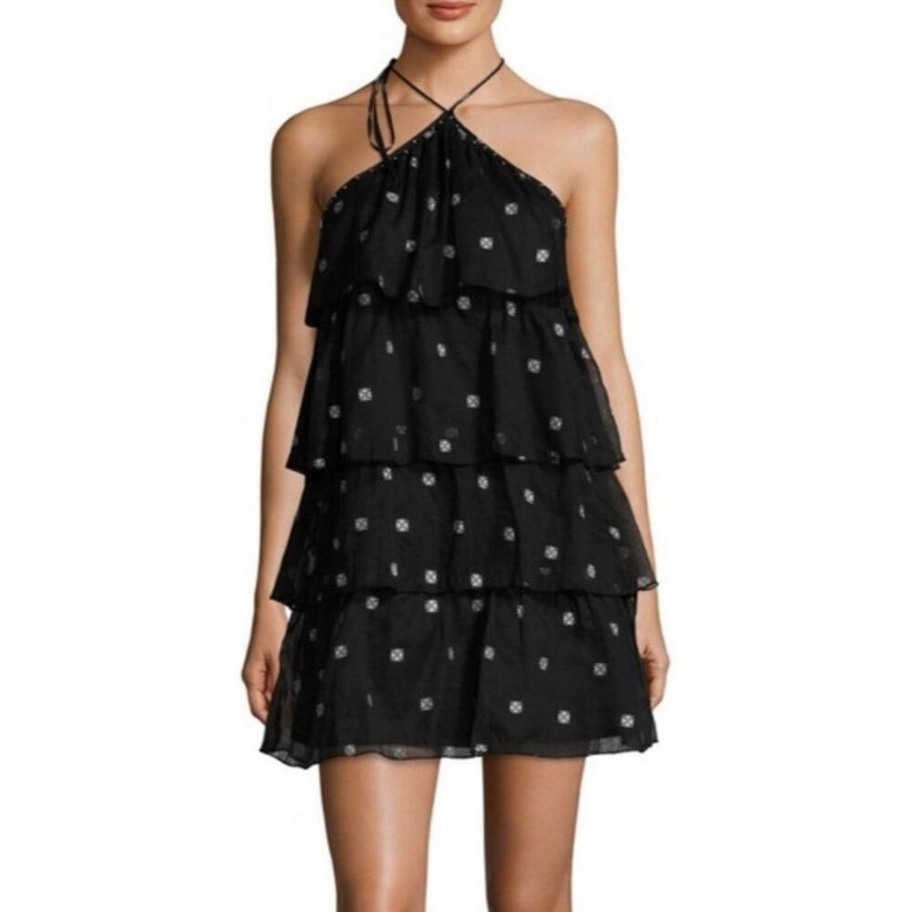 St. Roche Agnes ESTRELLA TIERED BEADED HALTER DRESS NWT Size Medium
